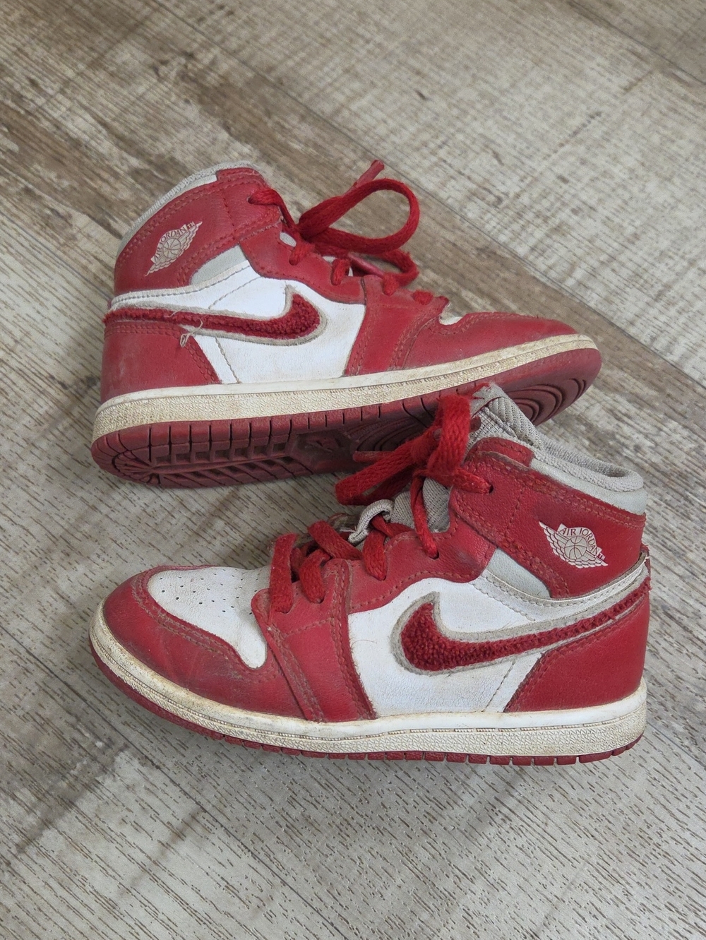 Jordan Kids Red and White High-Top Sneakers